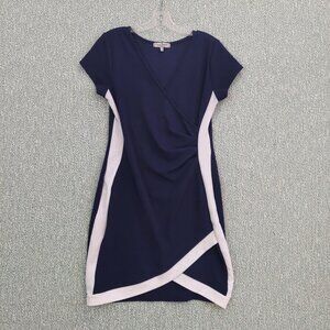 Blue & White Faux Wrap Dress, Crave Fame, sz XL